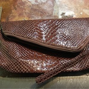 Faux Croc Embossed Zipper Wristlet/Clutch or Makeup Bag